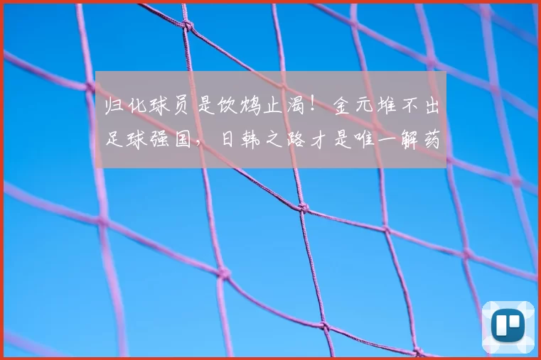 归化球员是饮鸩止渴!金元堆不出足球强国,日韩之路才是唯一解药